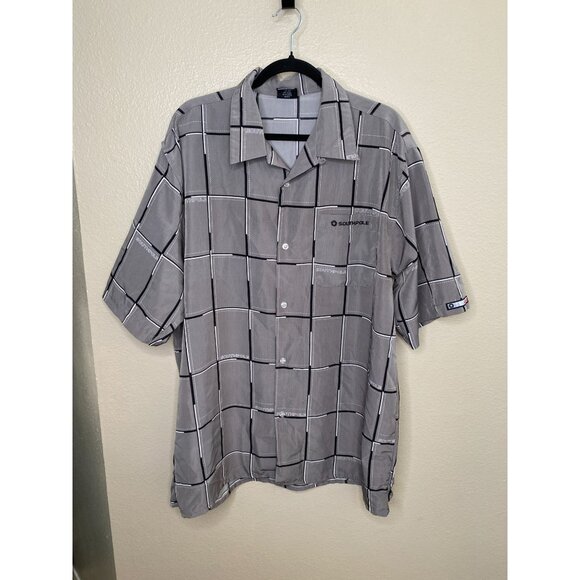 Southpole Mens Gray Checkered Short Sleeve Button-Up Shirt XL polyester collared - Picture 1 of 6